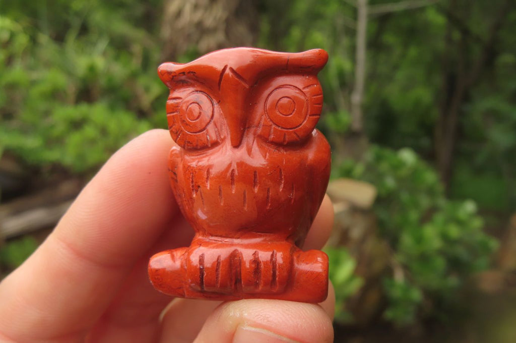 Polished Mini Red Jasper Owl Carvings - sold per item - From South Africa - Toprock Gemstones and Minerals 