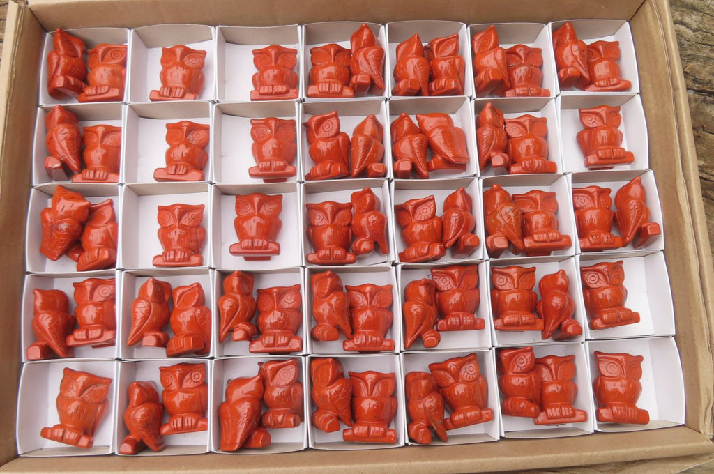 Polished Mini Red Jasper Owl Carvings - sold per item - From South Africa - Toprock Gemstones and Minerals 