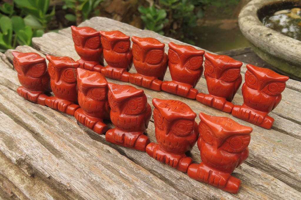 Polished Mini Red Jasper Owl Carvings - sold per item - From South Africa - Toprock Gemstones and Minerals 