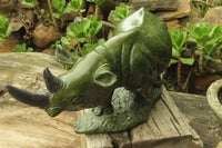 Hand Made Green Verdite Rhino Carving x 1 From Zimbabwe - Toprock Gemstones and Minerals 