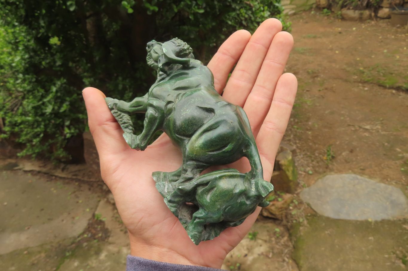 Hand Made Green Verdite Buffalo Carvings x 2 From Zimbabwe - Toprock Gemstones and Minerals 