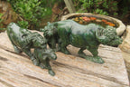Hand Made Green Verdite Buffalo Carvings x 2 From Zimbabwe - Toprock Gemstones and Minerals 