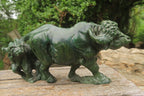 Hand Made Green Verdite Buffalo Carvings x 2 From Zimbabwe - Toprock Gemstones and Minerals 