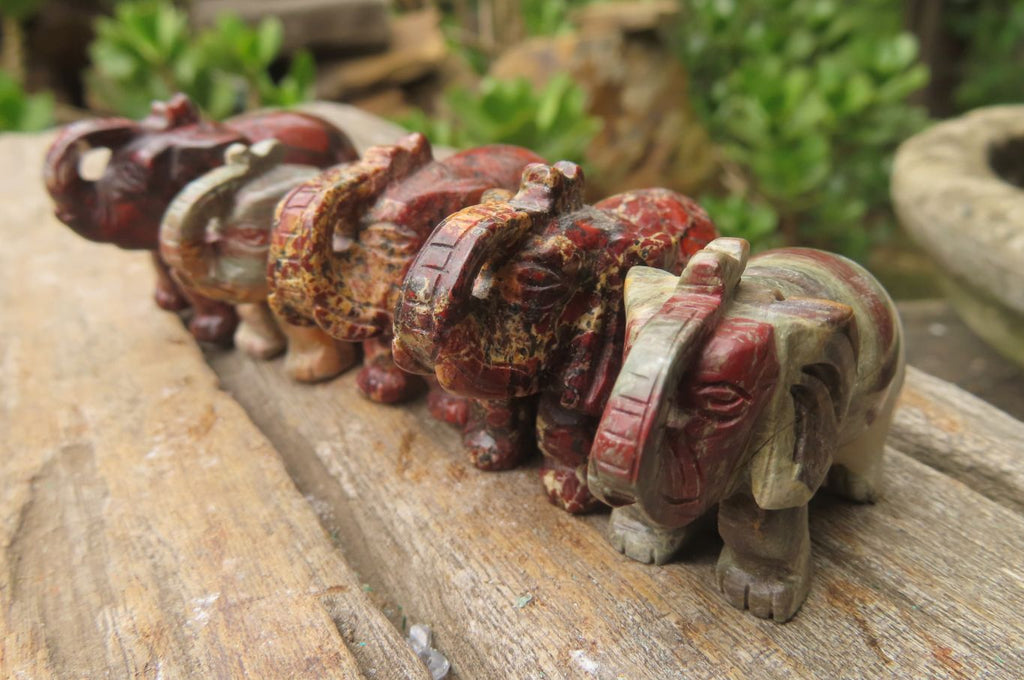 Polished Small Brecciated Jasper Elephant Carving - sold per item - From South Africa - Toprock Gemstones and Minerals 