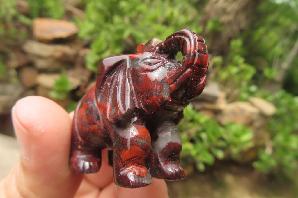 Polished Small Brecciated Jasper Elephant Carving - sold per item - From South Africa - Toprock Gemstones and Minerals 