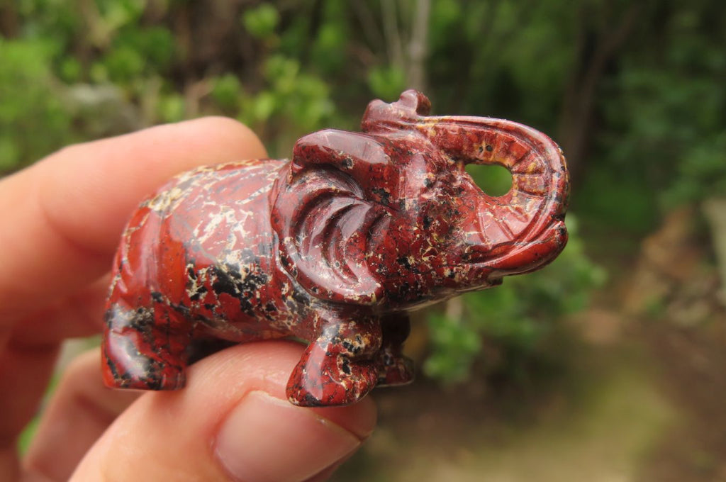 Polished Small Brecciated Jasper Elephant Carving - sold per item - From South Africa - Toprock Gemstones and Minerals 