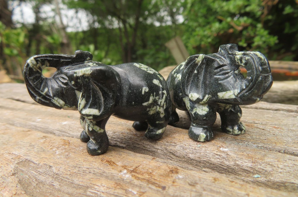 Polished Small Basalt Mint Amygdale Elephant Carving - sold per item - From South Africa - Toprock Gemstones and Minerals 