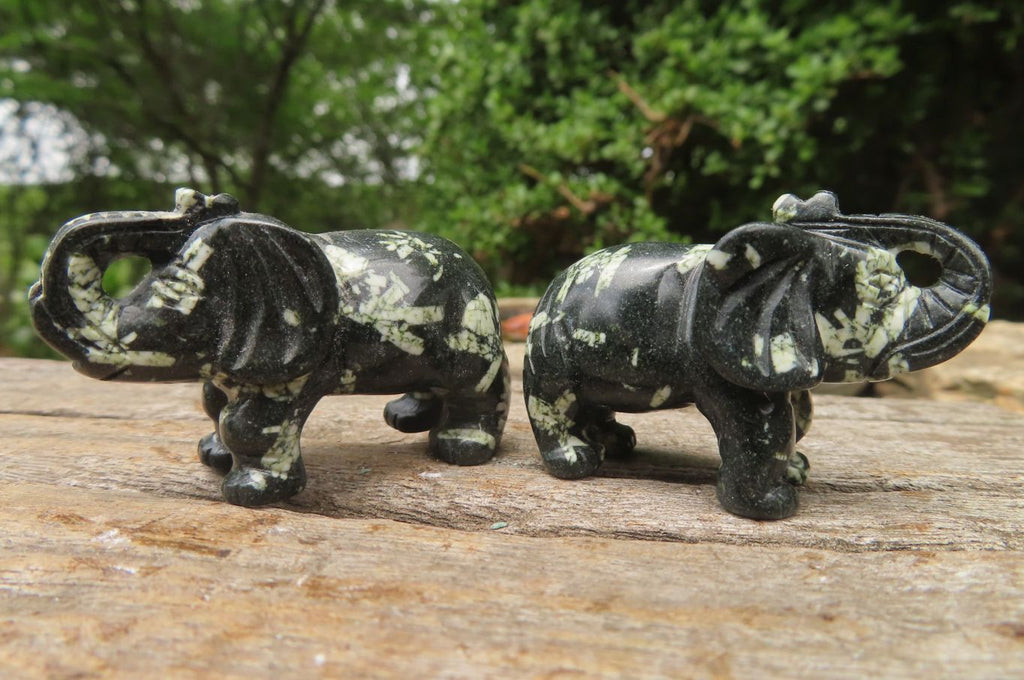 Polished Small Basalt Mint Amygdale Elephant Carving - sold per item - From South Africa - Toprock Gemstones and Minerals 