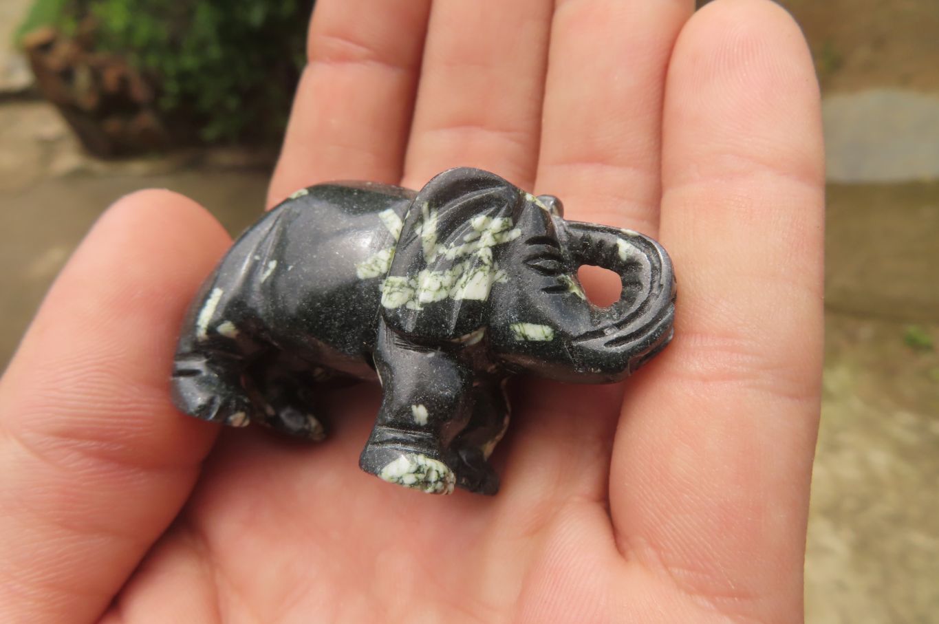 Polished Small Basalt Mint Amygdale Elephant Carving - sold per item - From South Africa - Toprock Gemstones and Minerals 