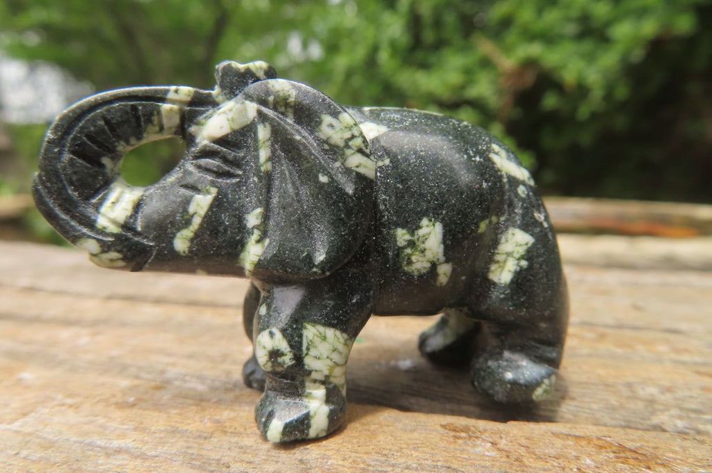 Polished Small Basalt Mint Amygdale Elephant Carving - sold per item - From South Africa - Toprock Gemstones and Minerals 