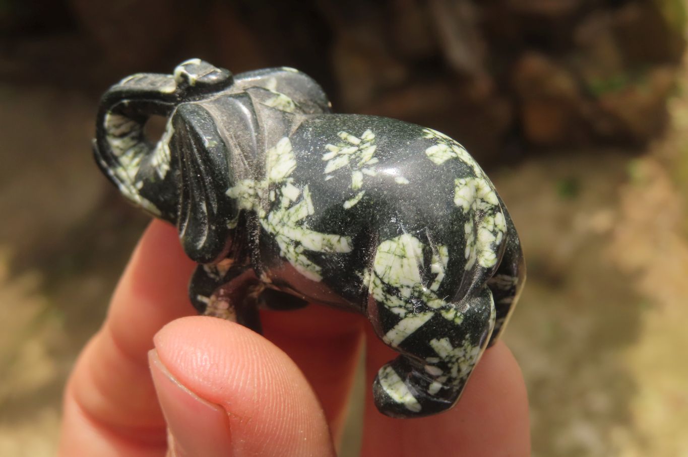 Polished Small Basalt Mint Amygdale Elephant Carving - sold per item - From South Africa - Toprock Gemstones and Minerals 