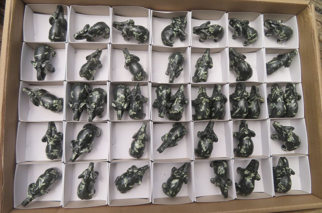 Polished Small Basalt Mint Amygdale Elephant Carving - sold per item - From South Africa - Toprock Gemstones and Minerals 