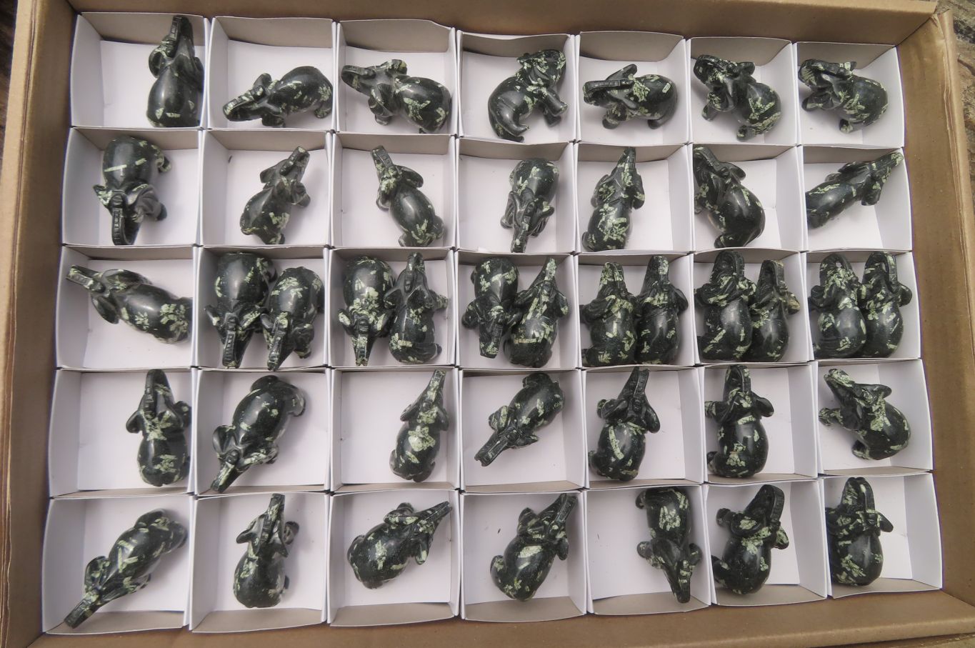 Polished Small Basalt Mint Amygdale Elephant Carving - sold per item - From South Africa - Toprock Gemstones and Minerals 