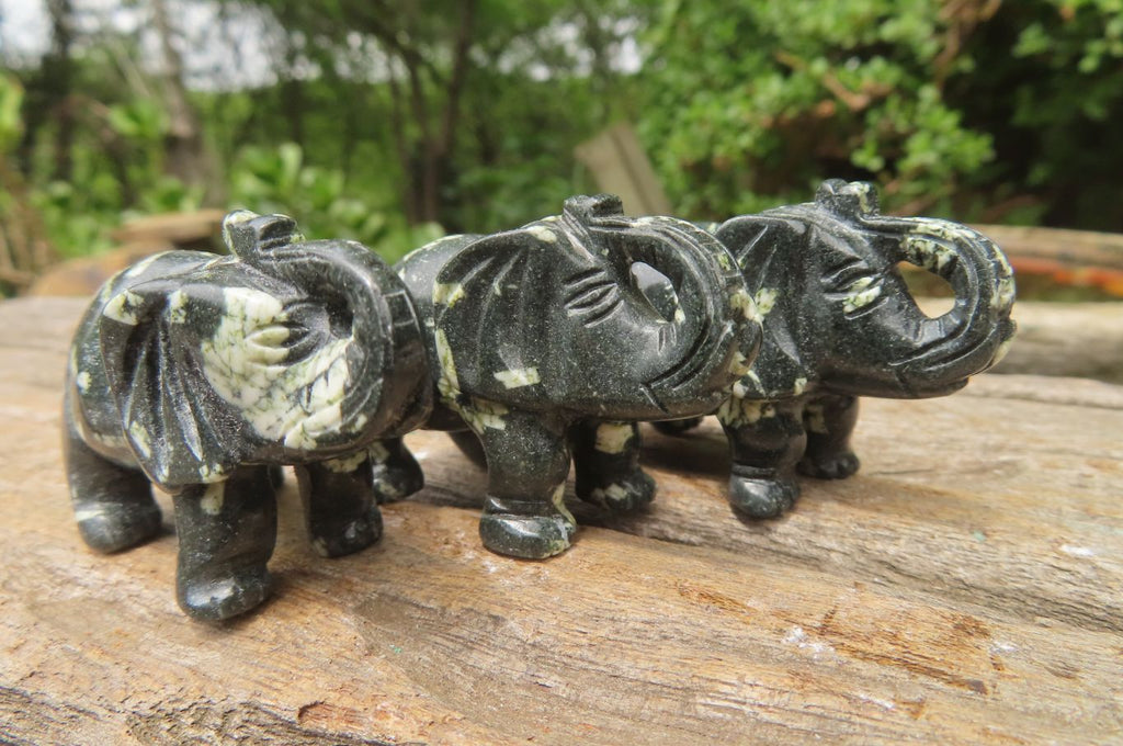 Polished Small Basalt Mint Amygdale Elephant Carving - sold per item - From South Africa - Toprock Gemstones and Minerals 