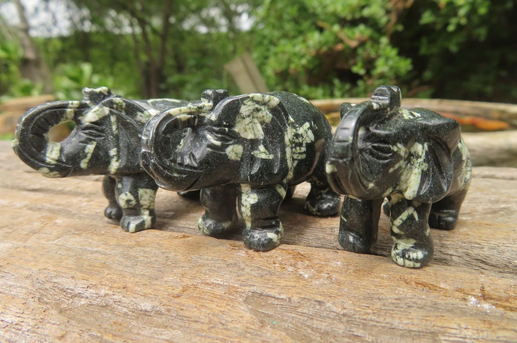 Polished Small Basalt Mint Amygdale Elephant Carving - sold per item - From South Africa - Toprock Gemstones and Minerals 
