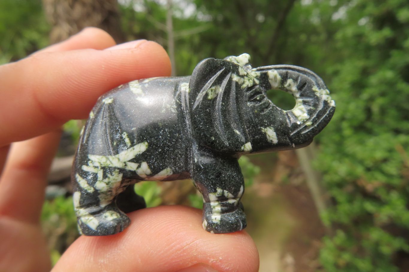 Polished Small Basalt Mint Amygdale Elephant Carving - sold per item - From South Africa - Toprock Gemstones and Minerals 