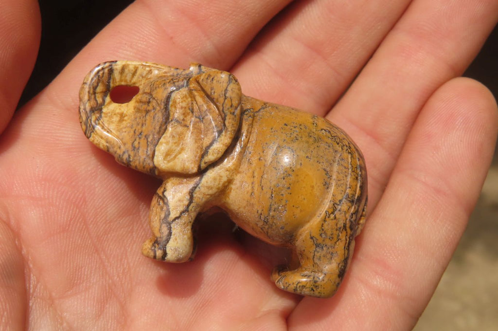 Polished Small Namibian Desert Picture Stone Jasper Elephant Carving - sold per item - From Namibia - Toprock Gemstones and Minerals 