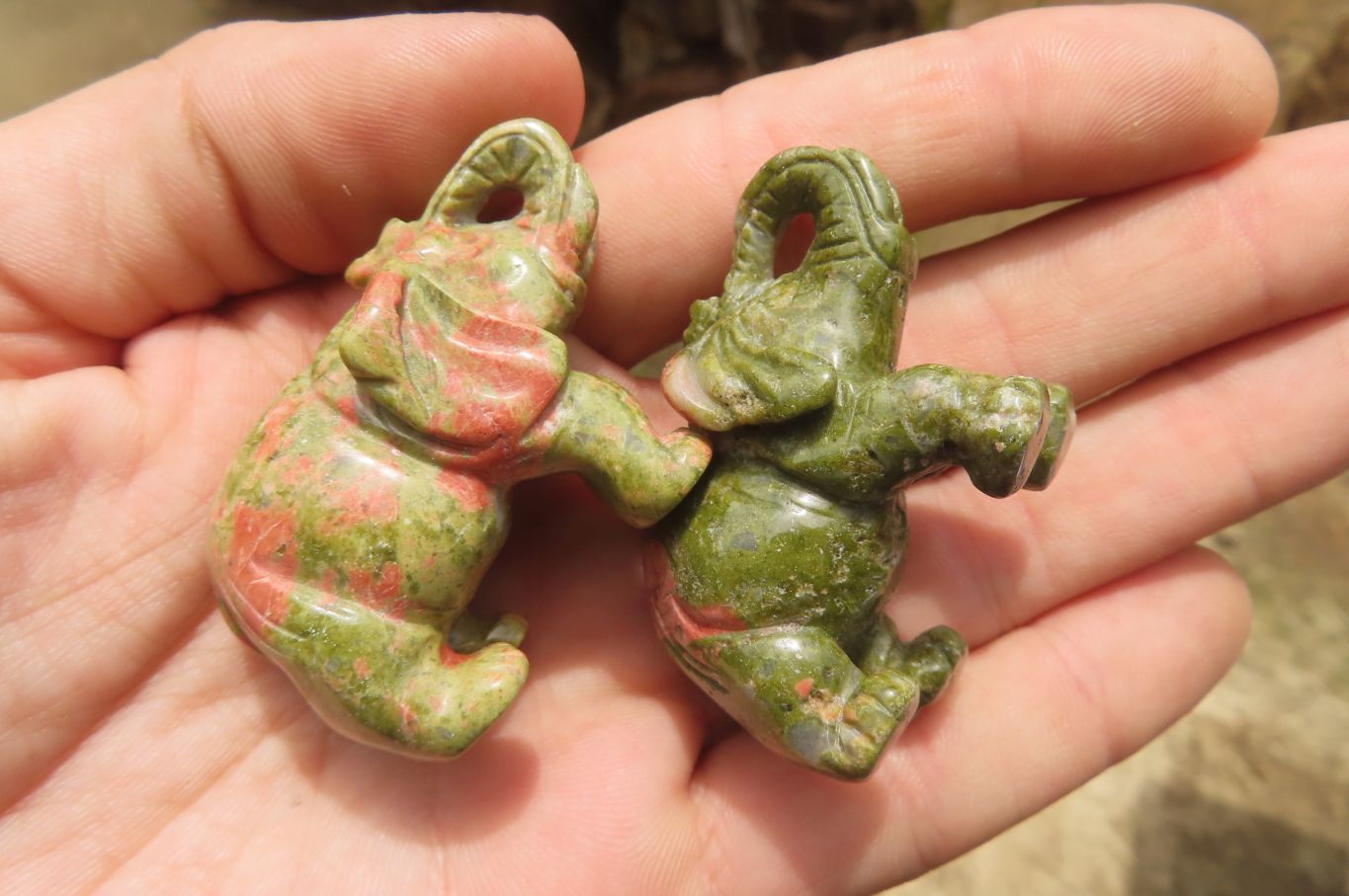 Polished Small Unakite Elephant Carving - sold per item - From South Africa - Toprock Gemstones and Minerals 