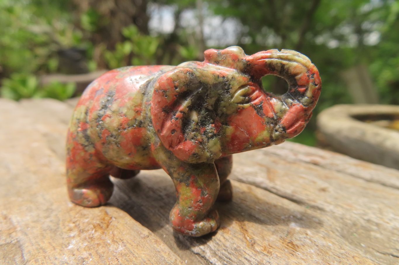 Polished Small Unakite Elephant Carving - sold per item - From South Africa - Toprock Gemstones and Minerals 