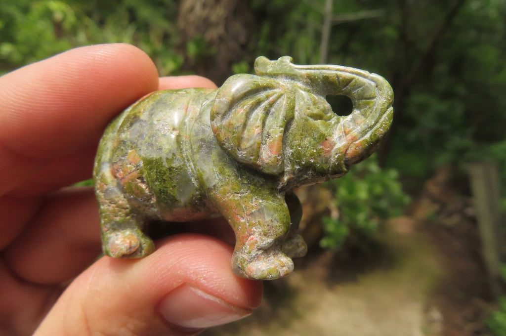 Polished Small Unakite Elephant Carving - sold per item - From South Africa - Toprock Gemstones and Minerals 