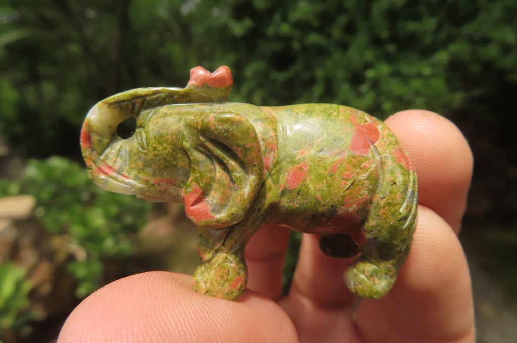 Polished Small Unakite Elephant Carving - sold per item - From South Africa - Toprock Gemstones and Minerals 