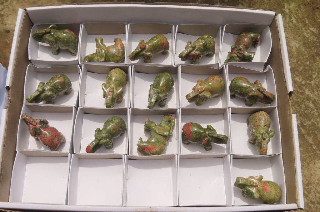 Polished Small Unakite Elephant Carving - sold per item - From South Africa - Toprock Gemstones and Minerals 