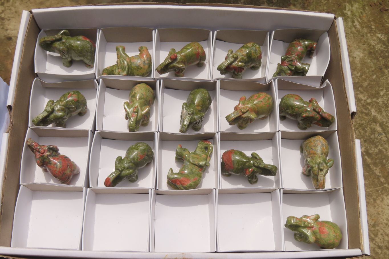 Polished Small Unakite Elephant Carving - sold per item - From South Africa - Toprock Gemstones and Minerals 