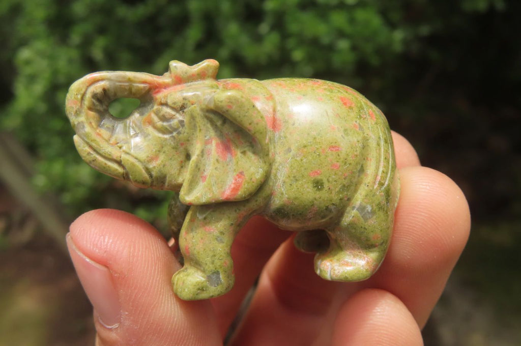 Polished Small Unakite Elephant Carving - sold per item - From South Africa - Toprock Gemstones and Minerals 