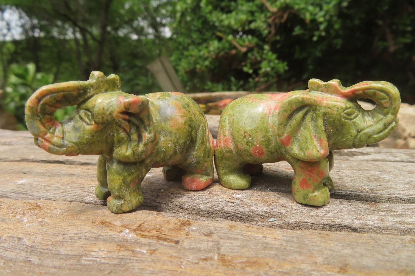 Polished Small Unakite Elephant Carving - sold per item - From South Africa - Toprock Gemstones and Minerals 