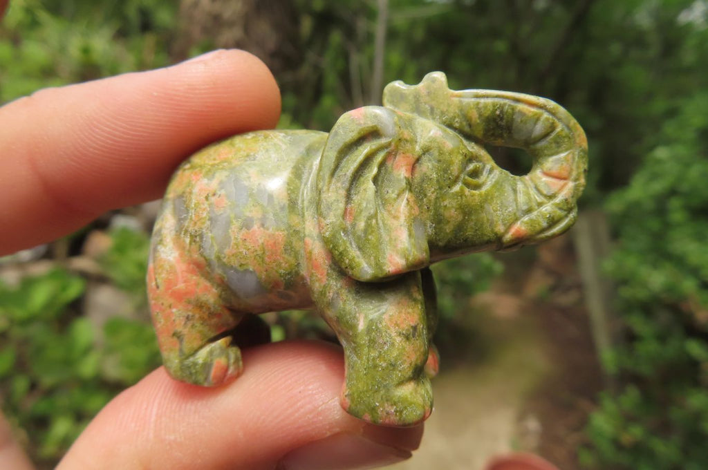 Polished Small Unakite Elephant Carving - sold per item - From South Africa - Toprock Gemstones and Minerals 