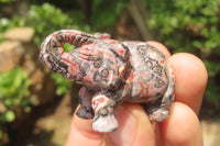 Polished Small Snakeskin Rhyolite Jasper Elephant Carving - sold per item - From Australia - Toprock Gemstones and Minerals 