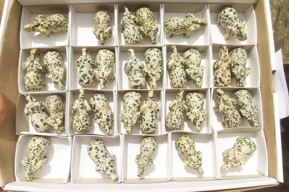 Polished Small Dalmatian Jasper Elephant Carving - sold per item - From Mexico - Toprock Gemstones and Minerals 
