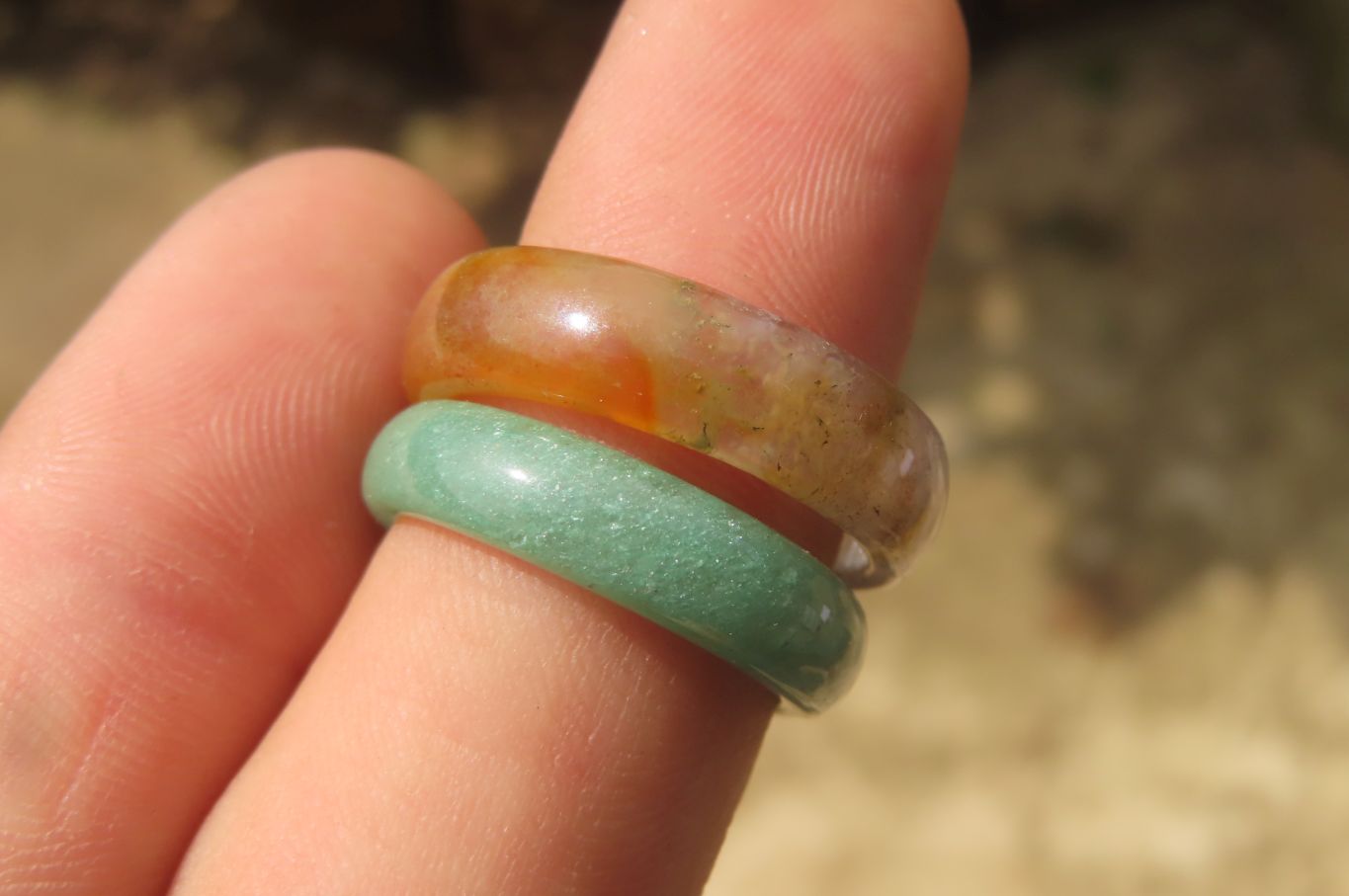 Polished Solid Indian Agate Gemstone Rings - Sold Per Item - From India - Toprock Gemstones and Minerals 