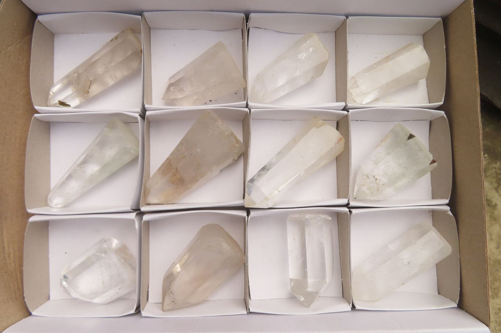 Polished Clear Quartz Crystal Points x 12 From Madagascar - Toprock Gemstones and Minerals 