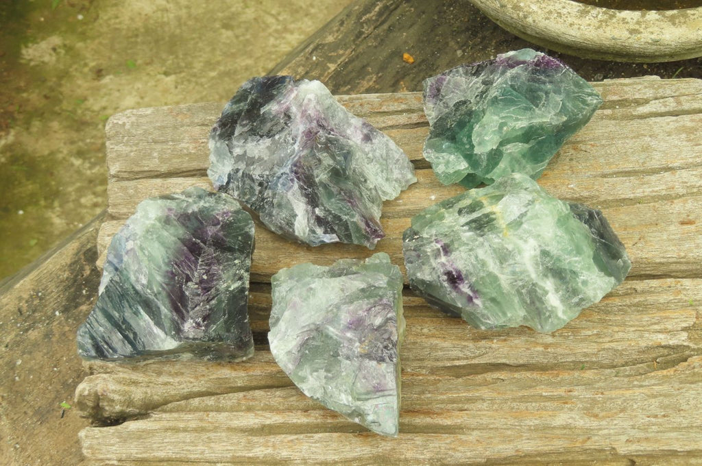 Natural Watermelon Fluorite Cobbed Specimens x 5 From Uis, Namibia - Toprock Gemstones and Minerals 