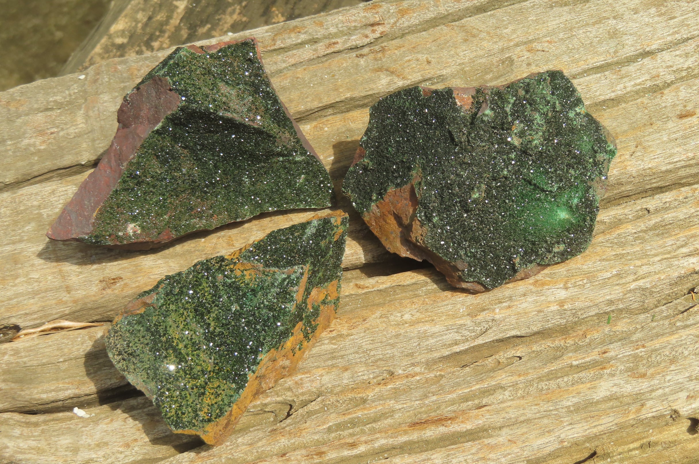 Natural Libethenite Crystals On Dolomite Matrix Specimens x 3 From Shituru, Congo - Toprock Gemstones and Minerals 