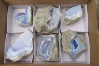 Natural Blue Lace Agate Geode Specimens x 6 From Malawi - Toprock Gemstones and Minerals 