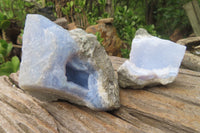 Natural Blue Lace Agate Geode Specimens x 6 From Malawi - Toprock Gemstones and Minerals 