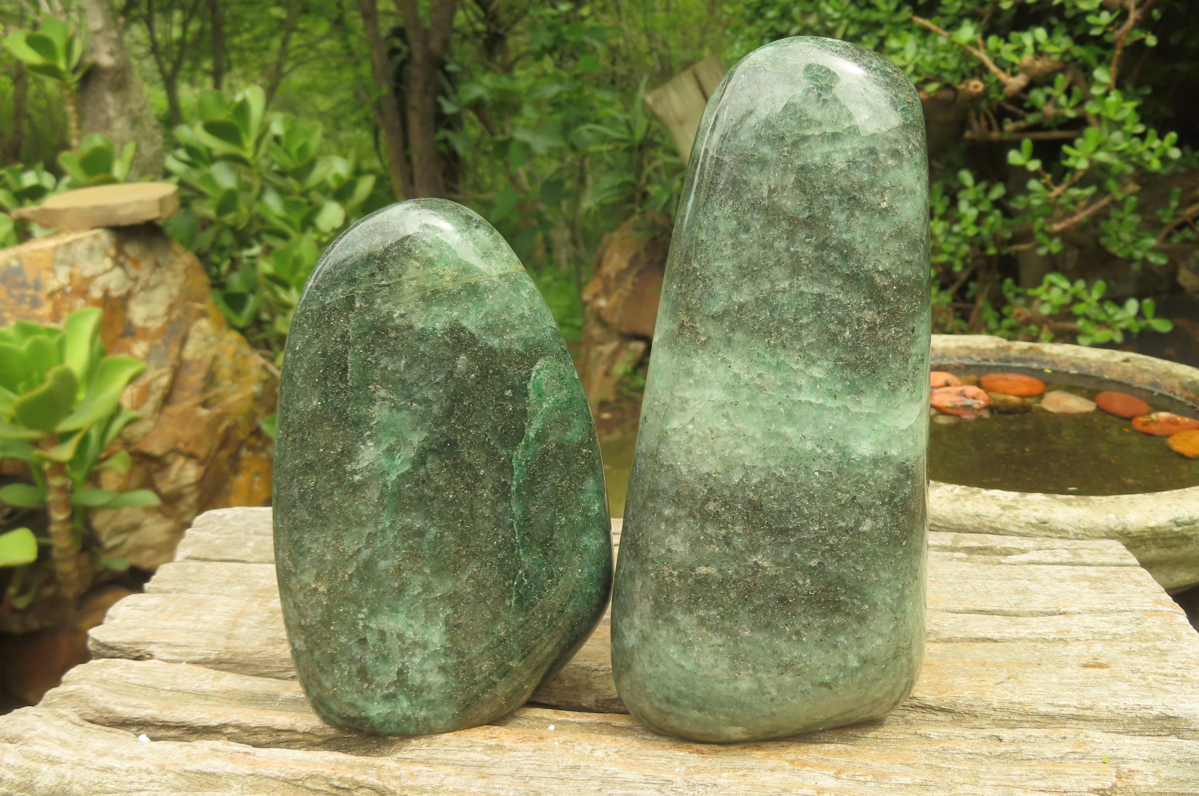 Polished Fuchsite Standing Free Forms x 2 From Madagascar - Toprock Gemstones and Minerals 