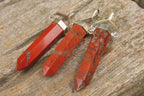 Polished Red Jasper Crystal  Point set in Sterling Silver Pendant - sold per item - From South Africa - Toprock Gemstones and Minerals 