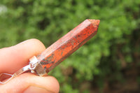 Polished Red Jasper Crystal  Point set in Sterling Silver Pendant - sold per item - From South Africa - Toprock Gemstones and Minerals 