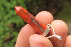 Polished Red Jasper Crystal  Point set in Sterling Silver Pendant - sold per item - From South Africa - Toprock Gemstones and Minerals 