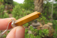 Polished Golden Tigers Eye Crystal Point set in Sterling Silver Pendant - sold per item - From South Africa - Toprock Gemstones and Minerals 