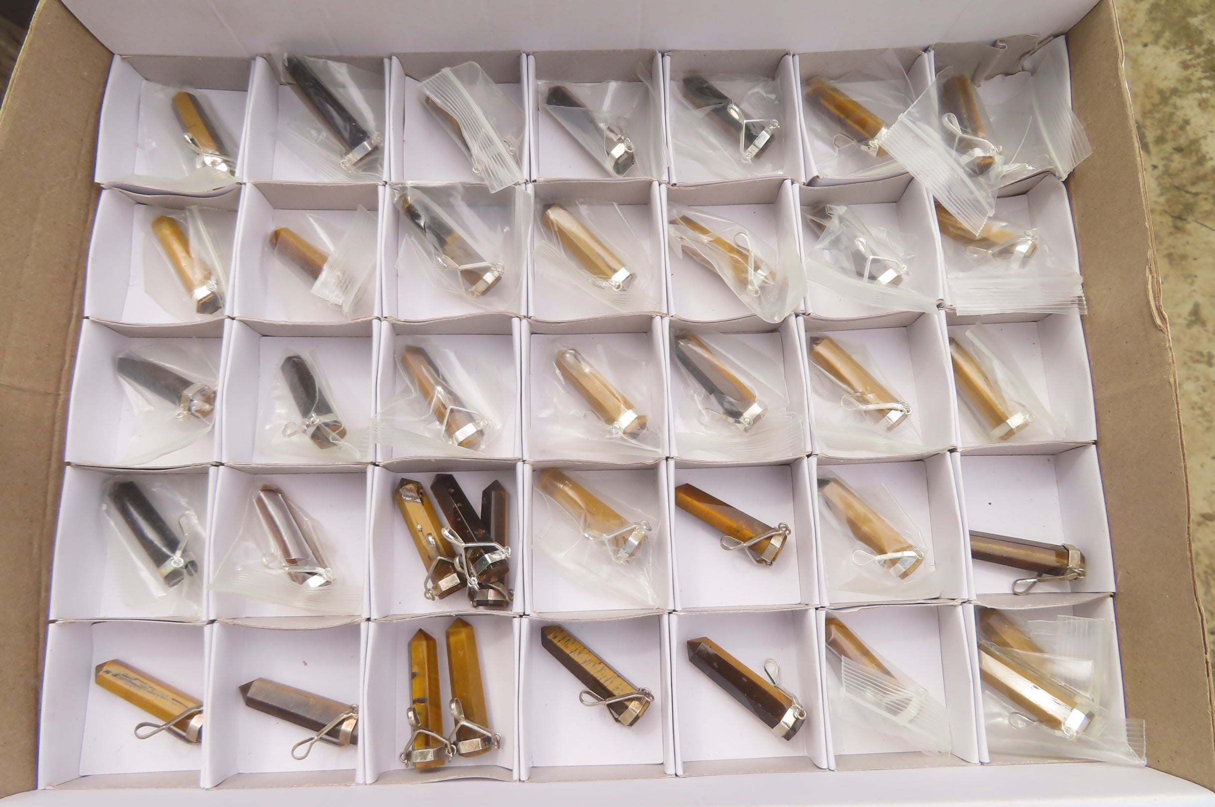 Polished Golden Tigers Eye Crystal Point set in Sterling Silver Pendant - sold per item - From South Africa - Toprock Gemstones and Minerals 