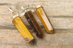 Polished Golden Tigers Eye Crystal Point set in Sterling Silver Pendant - sold per item - From South Africa - Toprock Gemstones and Minerals 
