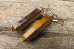 Polished Golden Tigers Eye Crystal Point set in Sterling Silver Pendant - sold per item - From South Africa - Toprock Gemstones and Minerals 