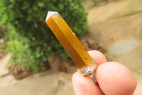 Polished Golden Tigers Eye Crystal Point set in Sterling Silver Pendant - sold per item - From South Africa - Toprock Gemstones and Minerals 