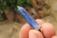 Polished Sodalite Crystal Point set in Sterling Silver Pendant - sold per item - From Namibia - Toprock Gemstones and Minerals 