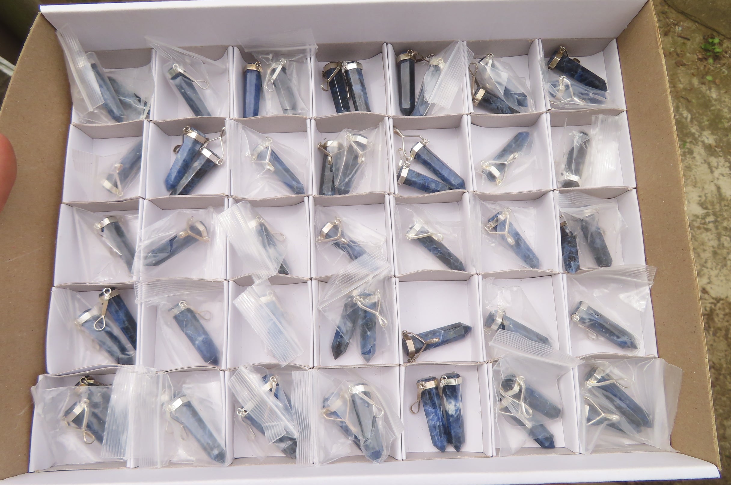 Polished Sodalite Crystal Point set in Sterling Silver Pendant - sold per item - From Namibia - Toprock Gemstones and Minerals 