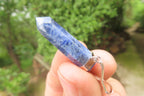 Polished Sodalite Crystal Point set in Sterling Silver Pendant - sold per item - From Namibia - Toprock Gemstones and Minerals 